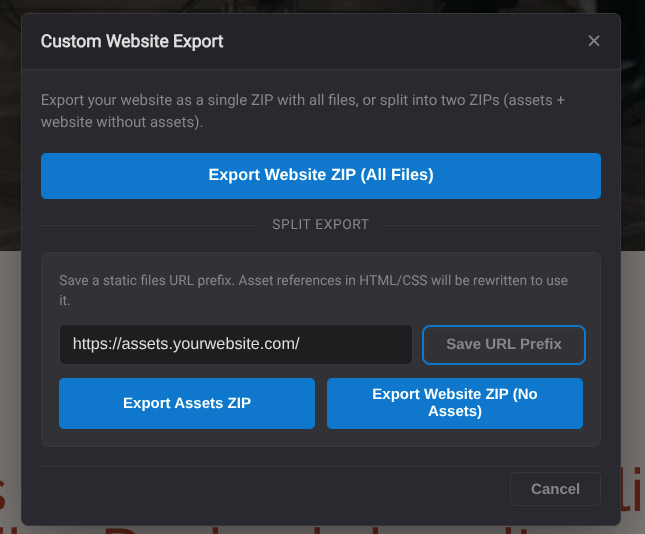 Custom export screenshot placeholder
