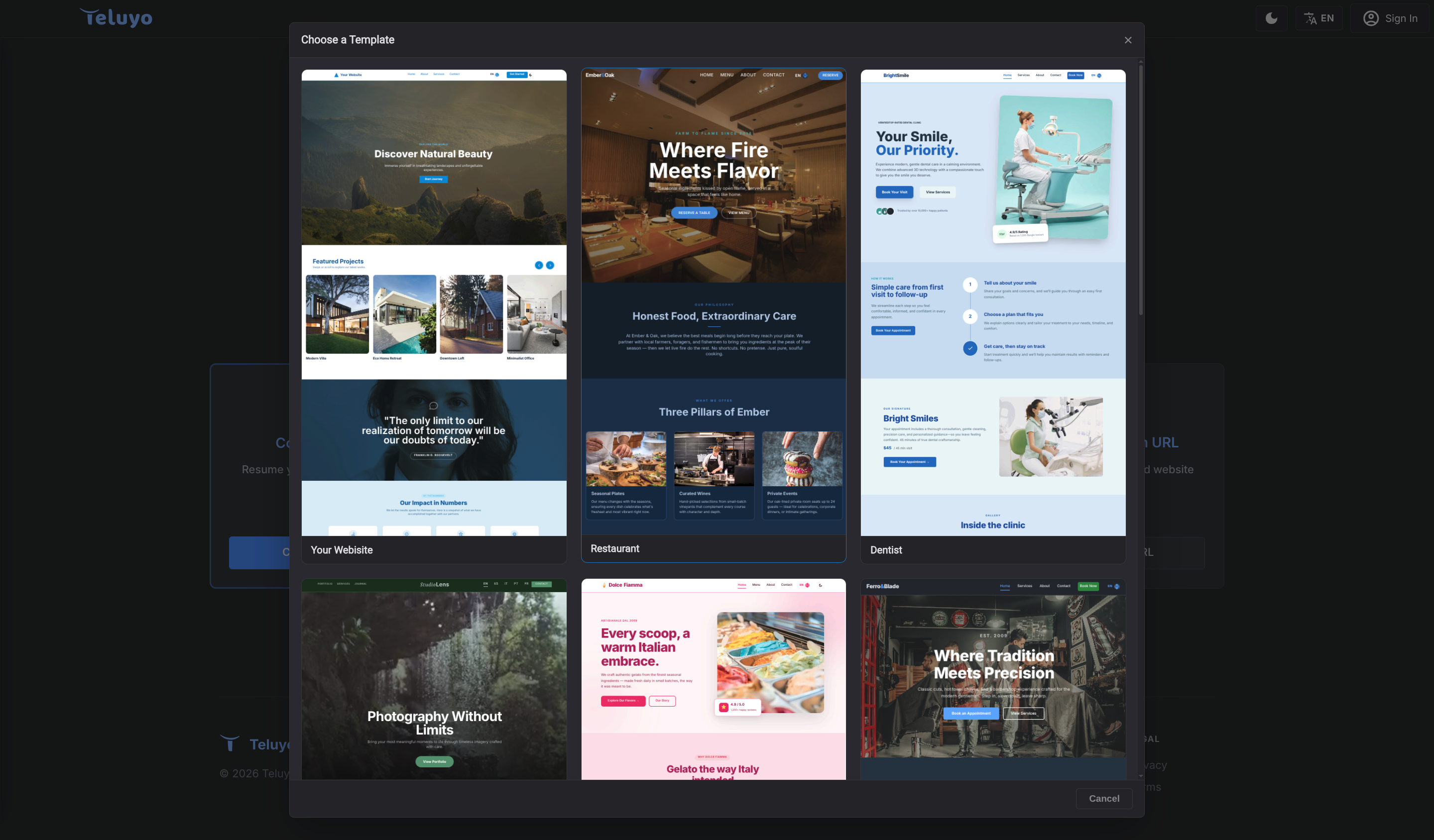 Template browser screenshot placeholder